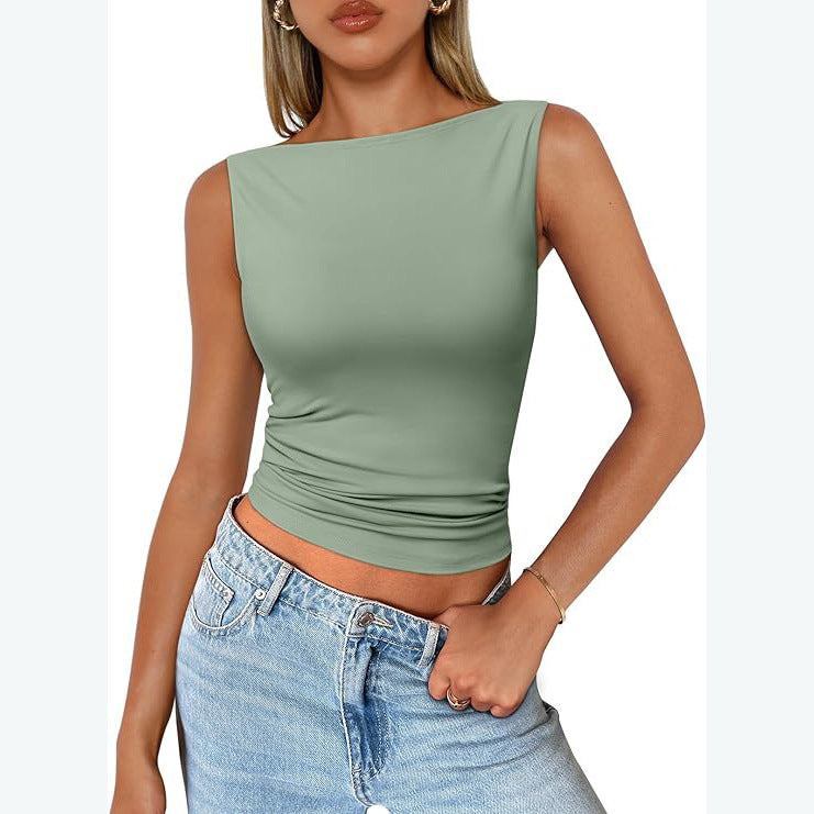 Top de tirantes con cuello cuadrado, sin mangas