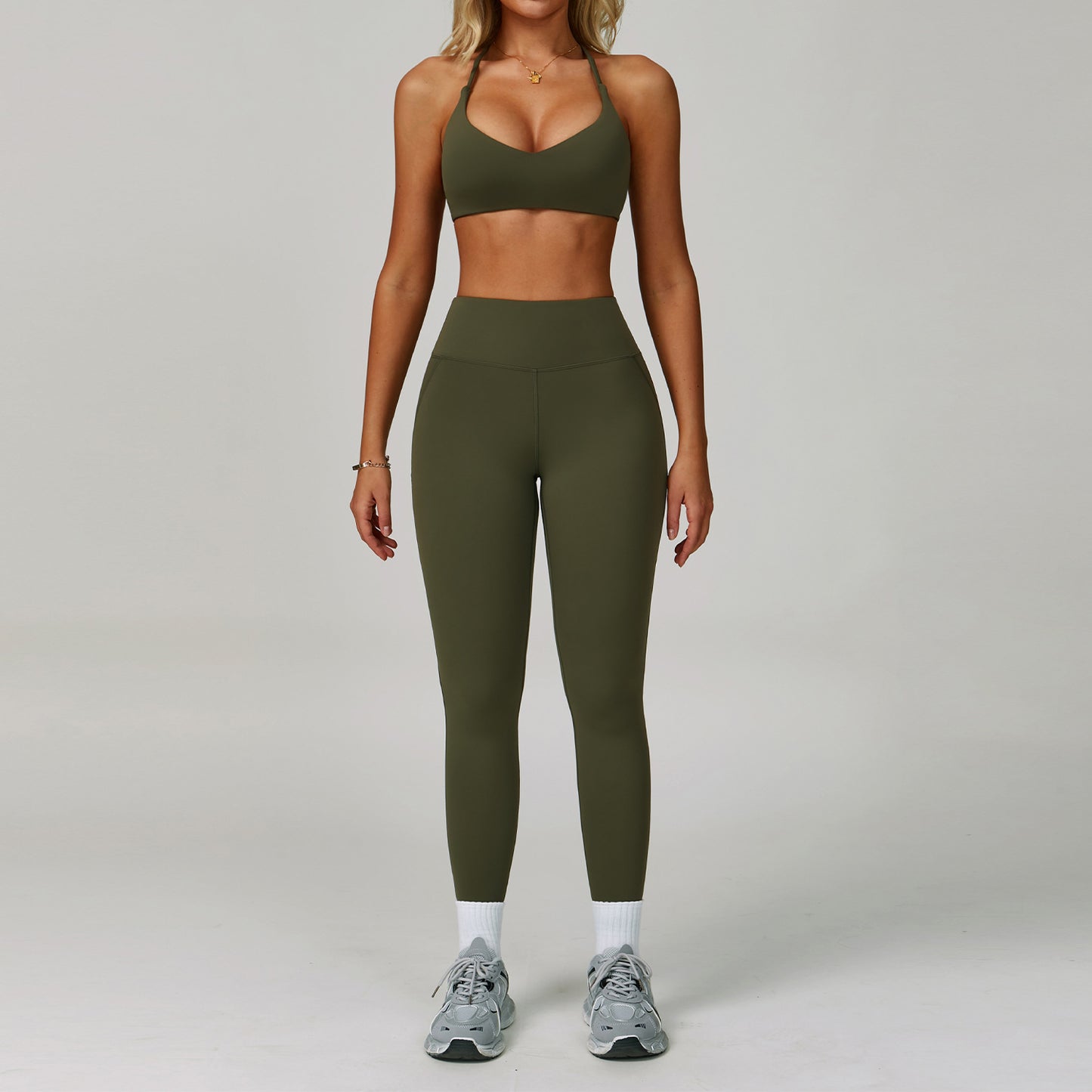 Traje de yoga sin espalda Yunsen Cross-Border, con cuello halter, ajustado, de secado r�pido, ideal para fitness y deportes de alta intensidad para mujer