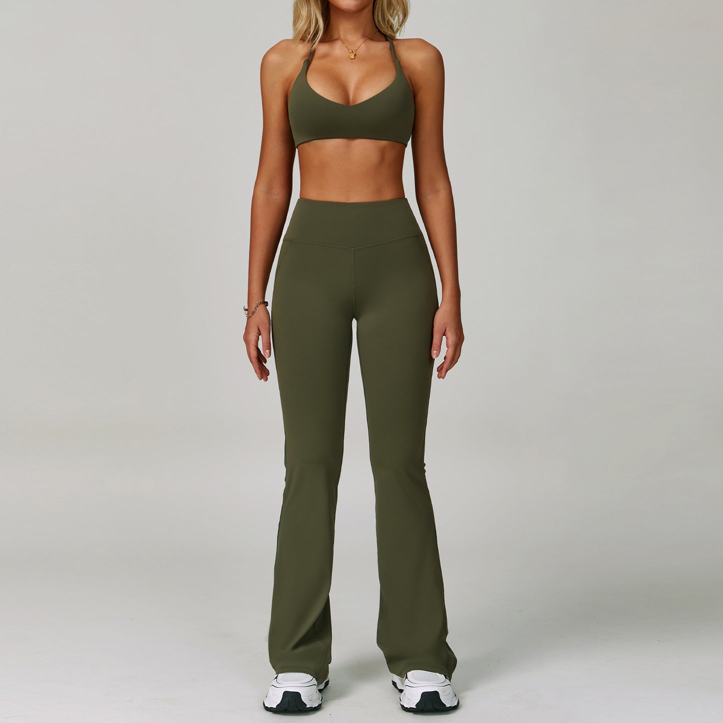 Traje de yoga sin espalda Yunsen Cross-Border, con cuello halter, ajustado, de secado r�pido, ideal para fitness y deportes de alta intensidad para mujer