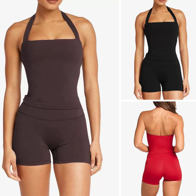 Conjunto de Camiseta de Tirantes y Shorts de Yoga para Mujer