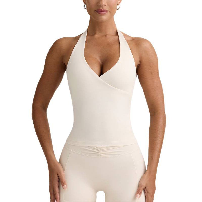 Top de Fitness/Yoga con Cuello Halter y Espalda Descubierta