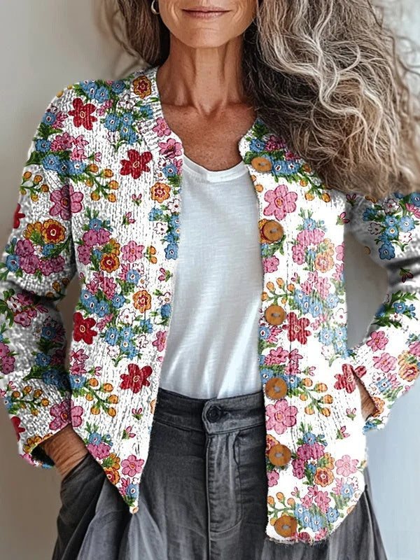 Cardigan Vintage con Estampado