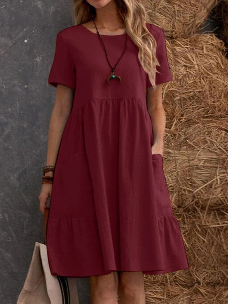 Vestido de Cuello Redondo