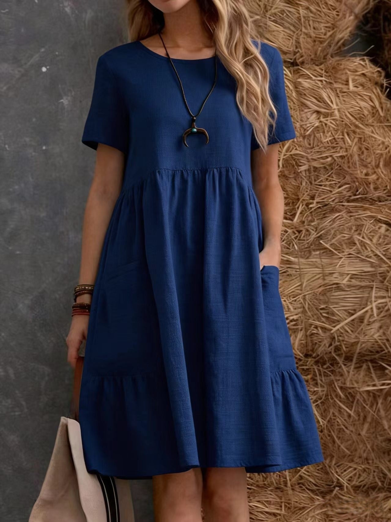 Vestido de Cuello Redondo