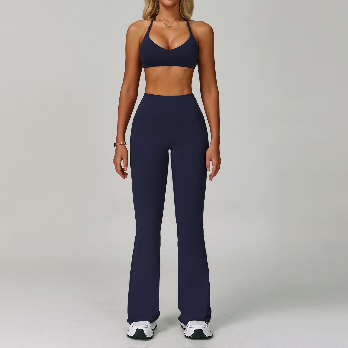 Traje de yoga sin espalda Yunsen Cross-Border, con cuello halter, ajustado, de secado r�pido, ideal para fitness y deportes de alta intensidad para mujer