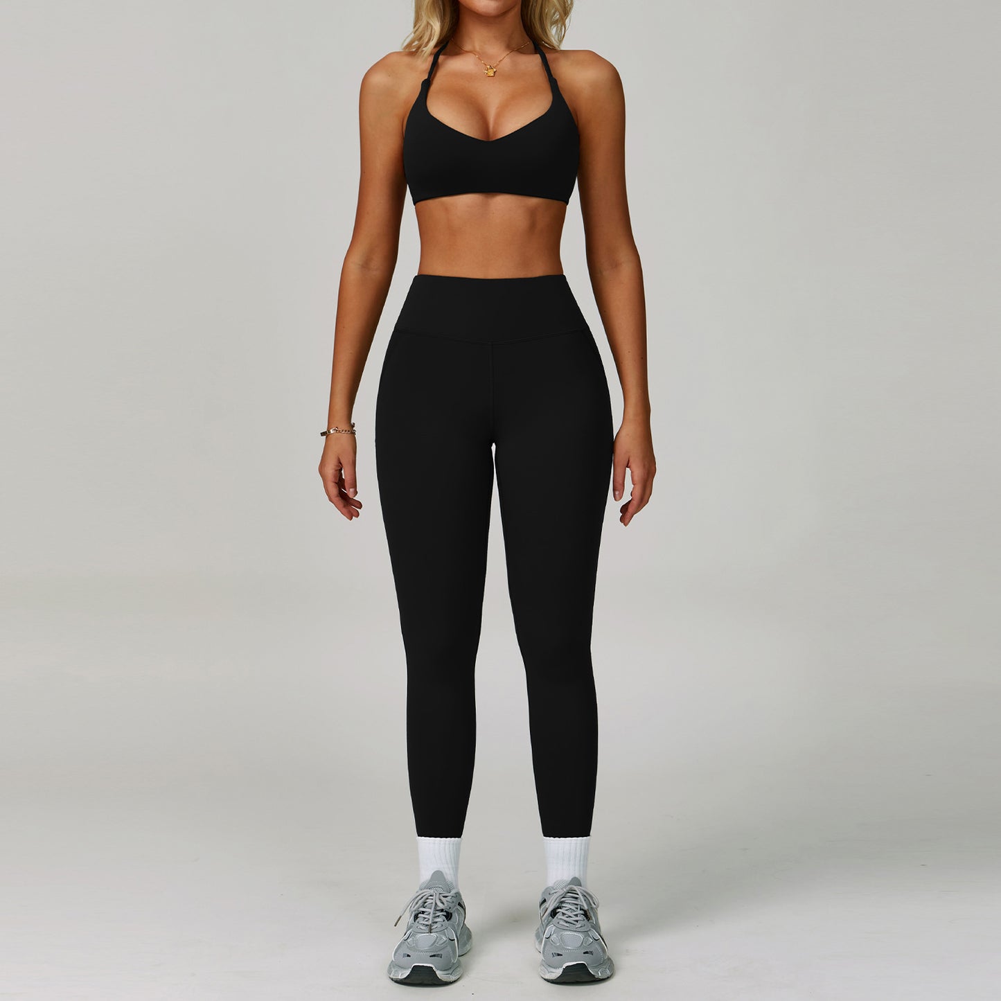 Traje de yoga sin espalda Yunsen Cross-Border, con cuello halter, ajustado, de secado r�pido, ideal para fitness y deportes de alta intensidad para mujer