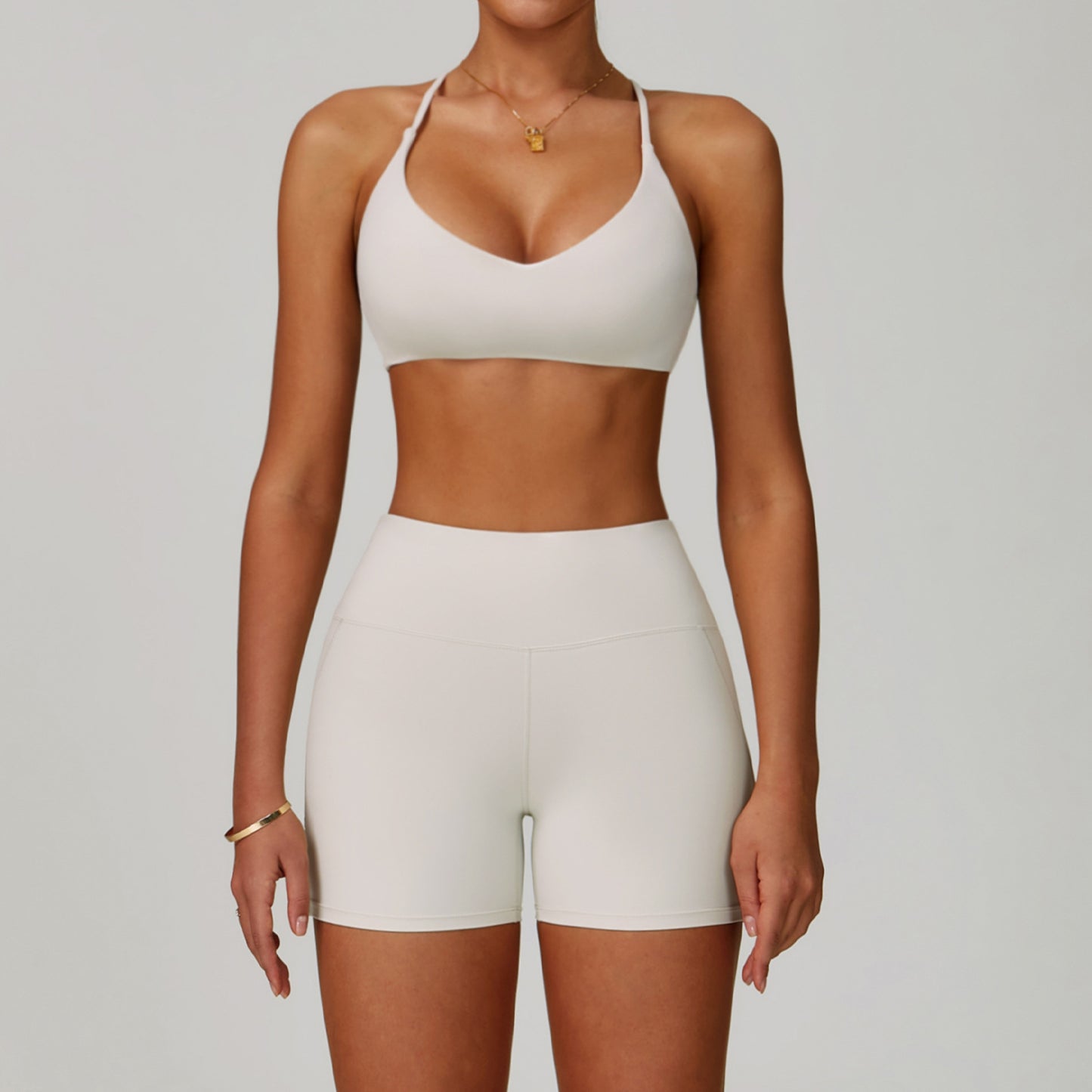 Traje de yoga sin espalda Yunsen Cross-Border, con cuello halter, ajustado, de secado r�pido, ideal para fitness y deportes de alta intensidad para mujer