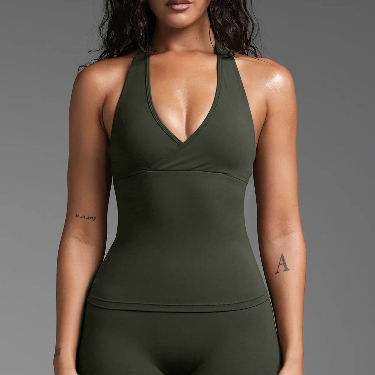 Camiseta Deportiva de Yoga con Cuello en V para Mujer